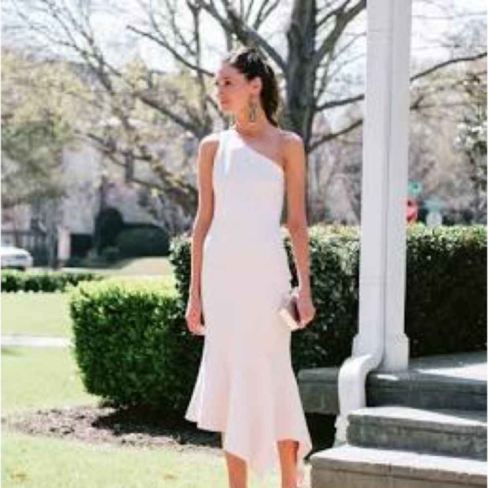 Cinq a Sept Pink Asymmetrical One Shoulder Dress Dulcina